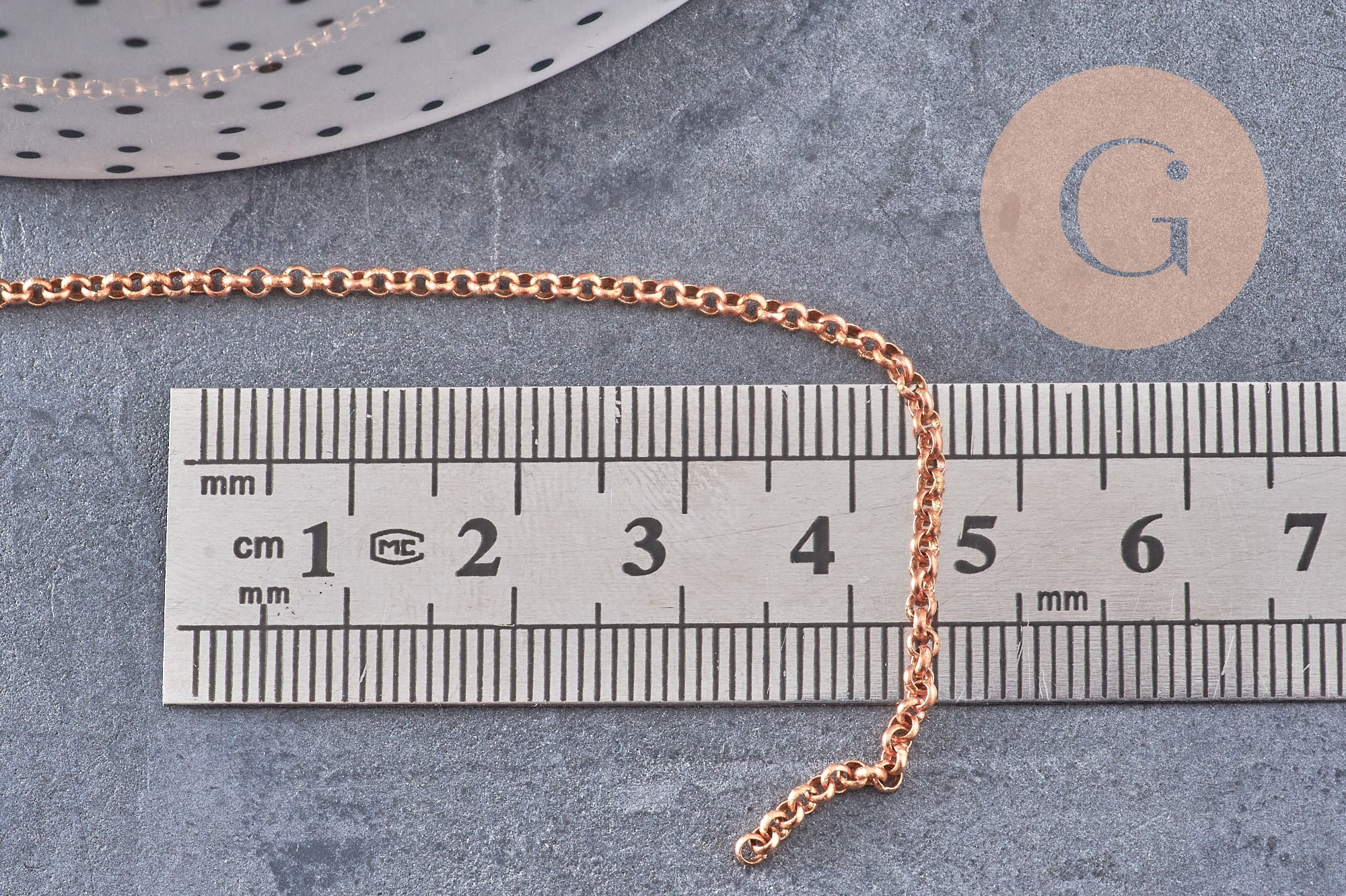 Chaine rolo laiton brut 2mm, x 5 mètres (G1639)