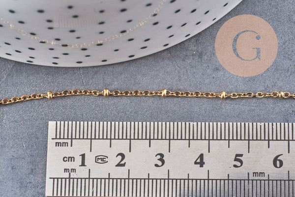 Chaine satellite acier 304 inoxydable dore 14k 1.5mm, x1 metre (G1679)
