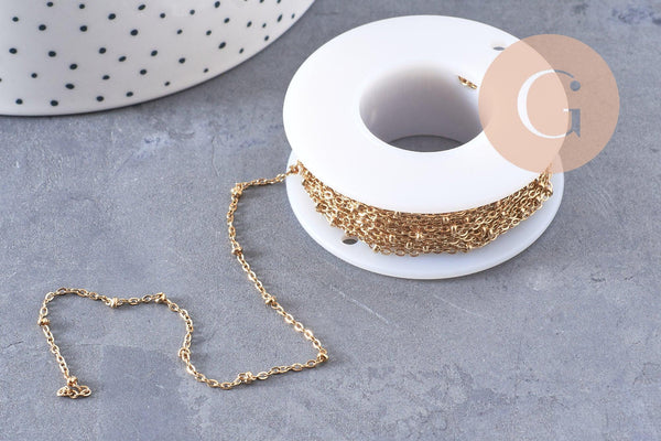 Chaine satellite acier inoxydable 304 doré IP 14K 1.6mm, x1 mètre (G6808)