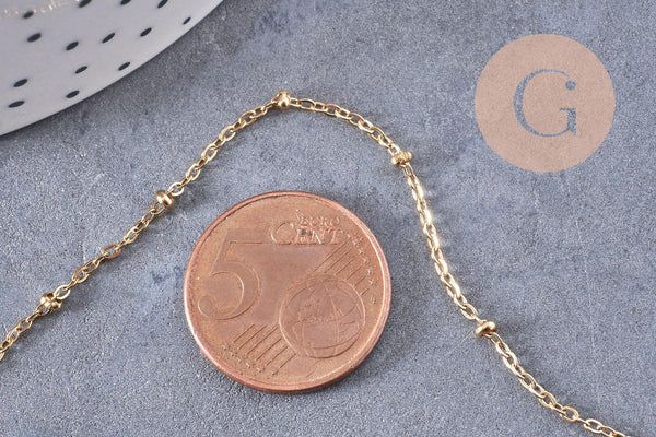 Chaine satellite acier inoxydable 304 doré IP 14K 1.6mm, x1 mètre (G6808)