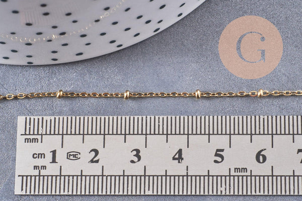 Chaine satellite acier inoxydable 304 doré IP 14K 1.6mm, x1 mètre (G6808)