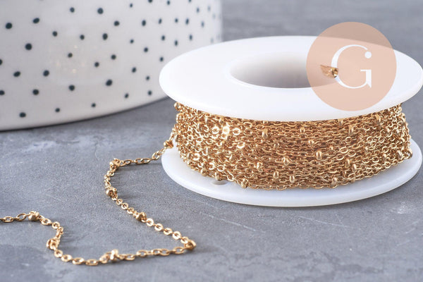 Chaine satellite acier inoxydable 304 doré IP 14K 1.6mm, x1 mètre (G6808)