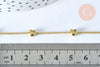 Chaine satellite coeur laiton doré 18 carats 4.5x1mm,chaine dorée x1 metre, (G6783)