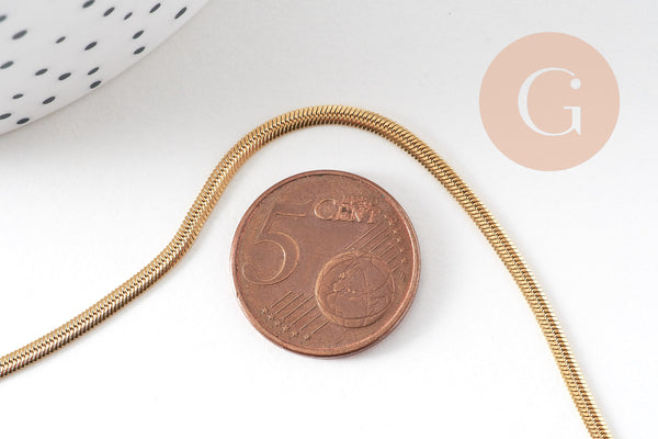 Chaine serpent complète acier inoxydable 304 doré 14k -2.2mm- 45cm,création de bijoux en acier inoxydable, x1 (G5680)