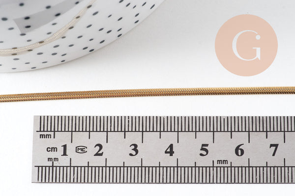 Chaine serpent complète acier inoxydable 304 doré 14k -2.2mm- 45cm,création de bijoux en acier inoxydable, x1 (G5680)