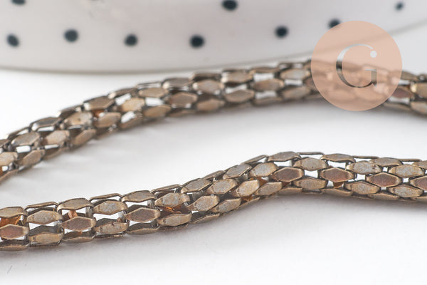 Chaine serpent écailles bronze, chaine bijou, fantaisie,grossiste chaine,5 mm, x1 metre, (G2495)