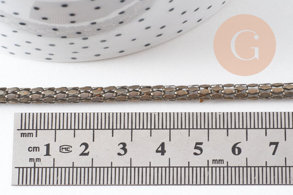 Chaine serpent écailles bronze, chaine bijou, fantaisie,grossiste chaine,5 mm, x1 metre, (G2495)