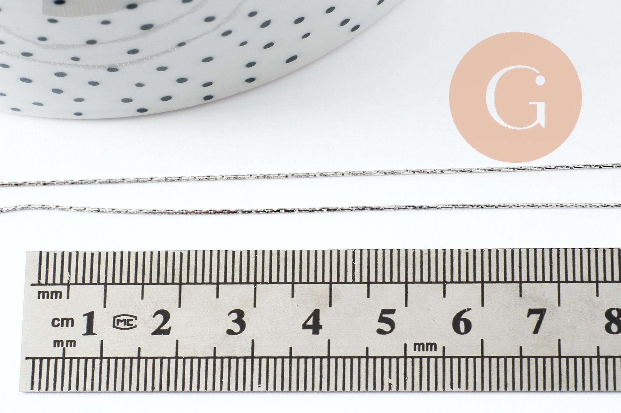Chaine serpent fine acier 304 inoxydable platine 0.5mm, x1 mètre (G10014)