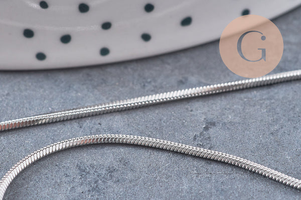 Chaine serpent fine acier 304 inoxydable platine 1.2mm, x1 mètre (G10871)