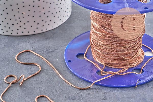 Chaine serpent laiton brut,chaine bijou, création bijoux,chaine boule,sans nickel, grossiste,1.5mm, 5 metres (G0535)