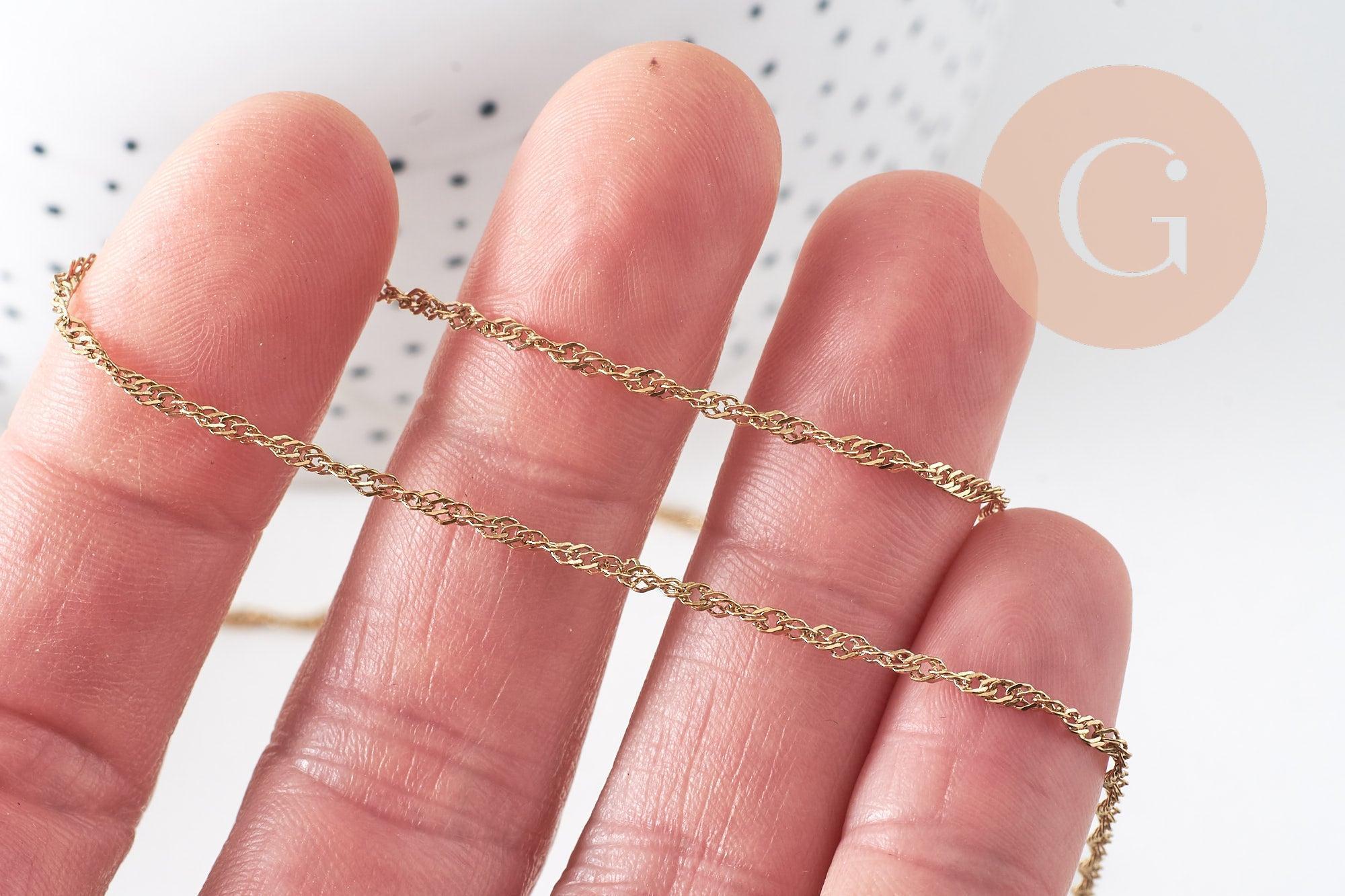 Chaine singapour acier 304 inoxydable IP doré 14k 2mm, x1 mètre (G0310)