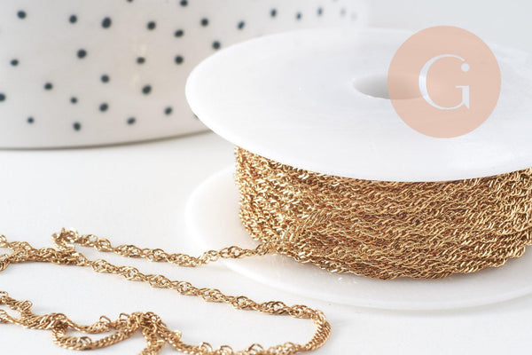 Chaine singapour acier 304 inoxydable IP doré 14k 2mm, x1 mètre (G0310)