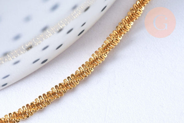 Chaine soudée chou-fleur acier 304 inoxydable doré IP 2.4mm, x1 mètre (G6936)
