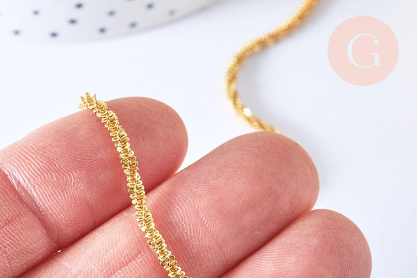 Chaine soudée chou-fleur acier 304 inoxydable doré IP 2.4mm, x1 mètre (G6936)