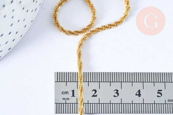 Chaine soudée chou-fleur acier 304 inoxydable doré IP 2.4mm, x1 mètre (G6936)