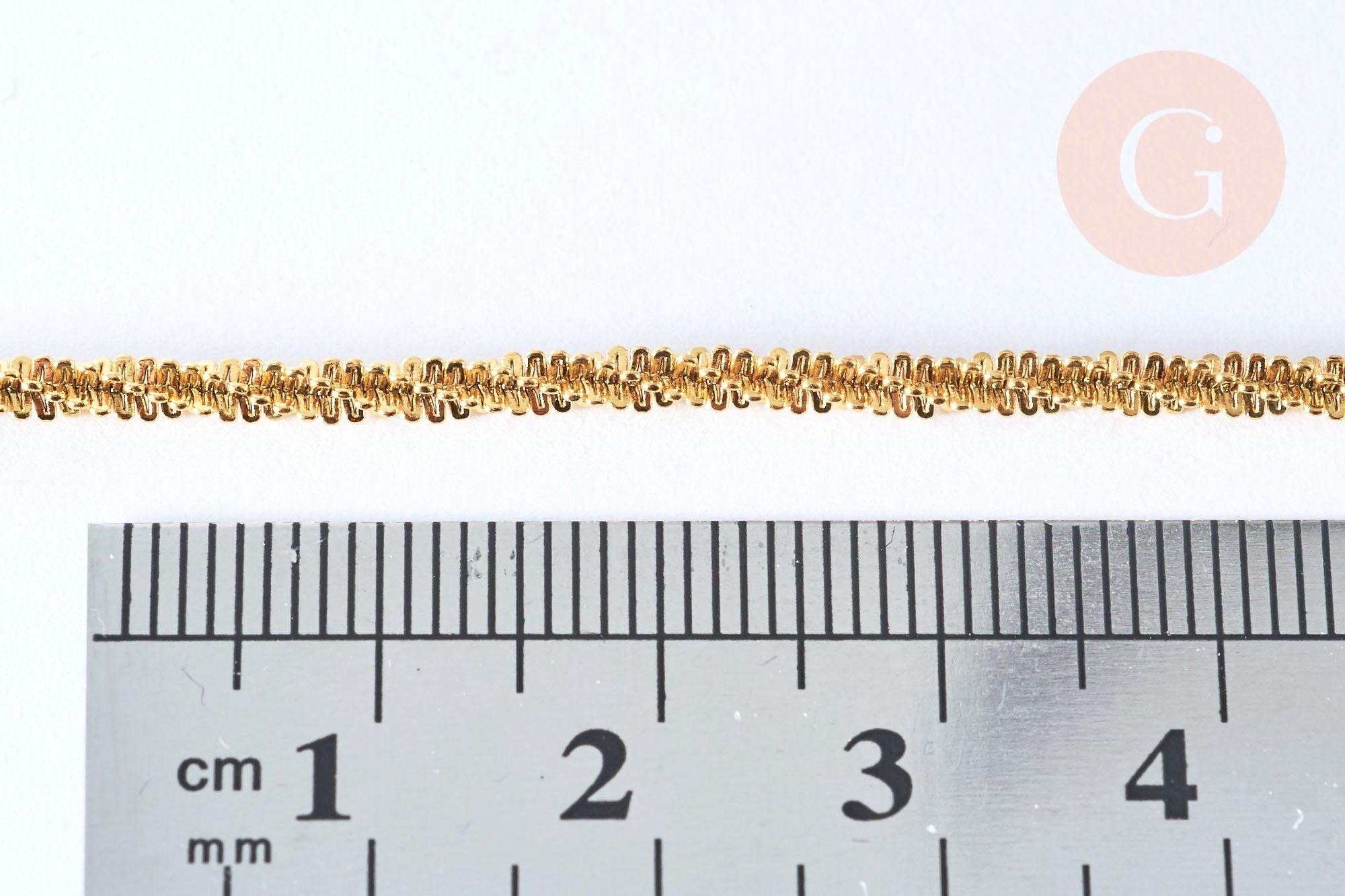 Chaine soudée chou-fleur acier 304 inoxydable doré IP 2.4mm, x1 mètre (G6936)