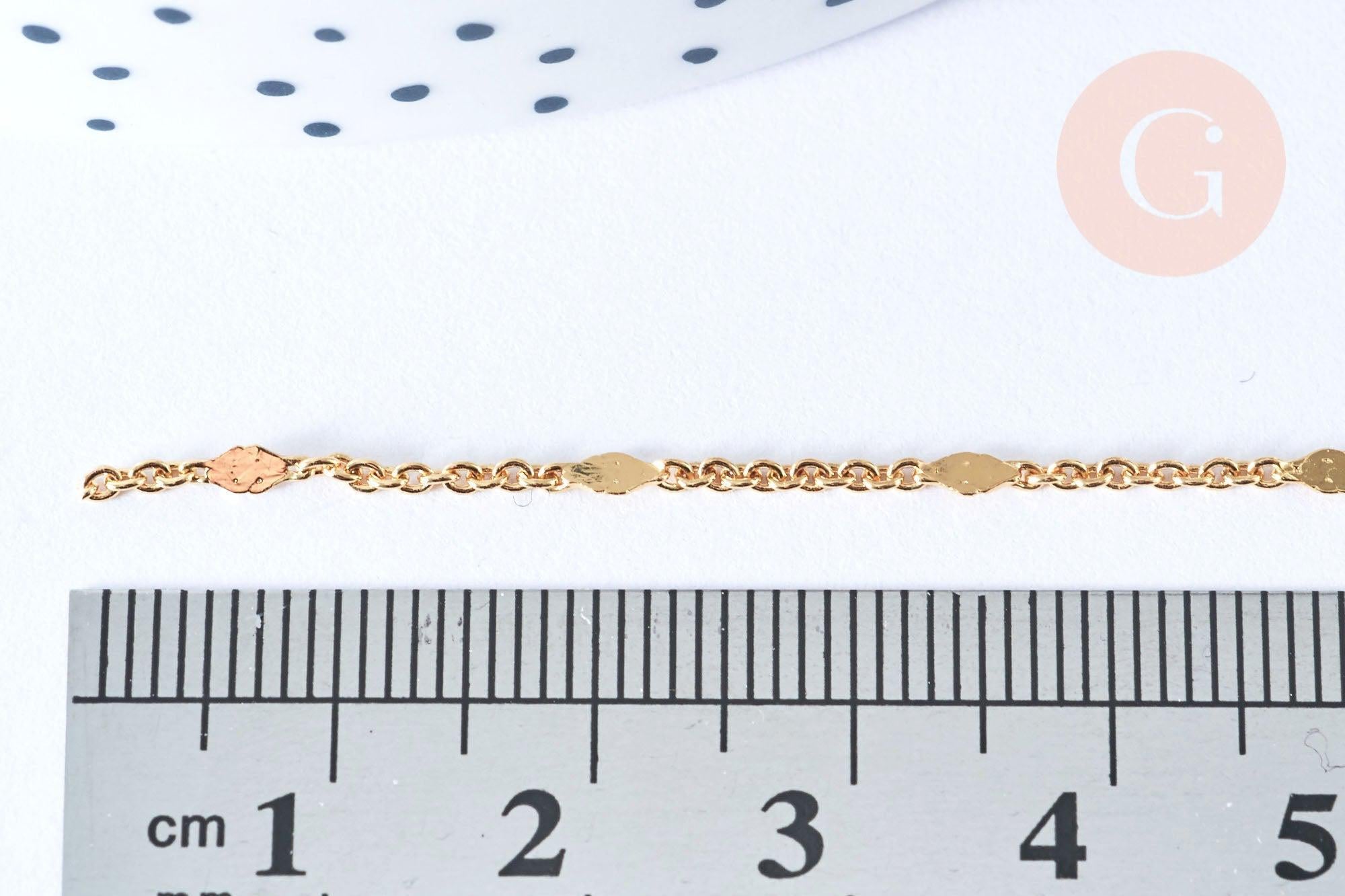 Chaine soudée losange laiton doré 18K- 1,5mm, x1 mètre (G6934)