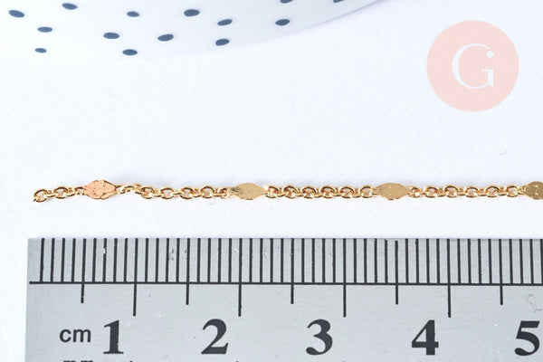 Chaine soudée losange laiton doré 18K- 1,5mm, x1 mètre (G6934)