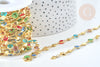 Chaine soudée perle verre laiton doré couleur mixte 13mm, chaine collier création bijoux, x 50cm G7823