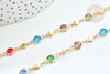Chaine soudée perle verre laiton doré couleur mixte 13mm, chaine collier création bijoux, x 50cm G7823