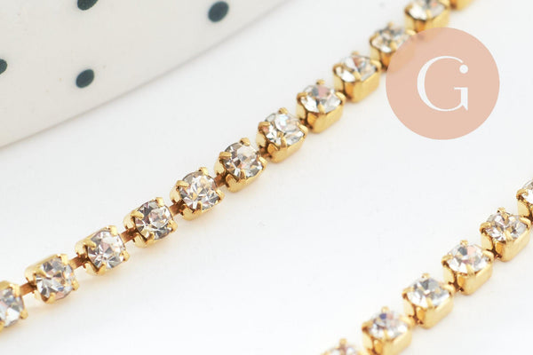 Chaine strass laiton brut 2mm, x50cm (G7975)