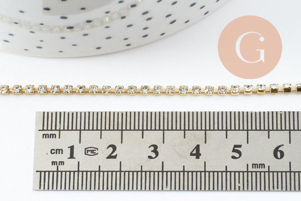 Chaine strass laiton brut 2mm, x50cm (G7975)