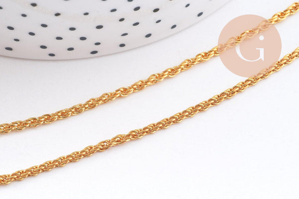 Chaine torsadée fer doré 3mm, x1 mètre (G10655)