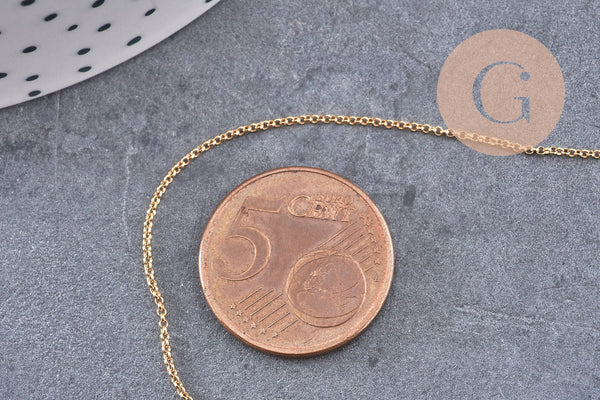 Chaine très fine Dorée rollo cuivre doré 16K 0.8mm, x1 Mètre (G1364)