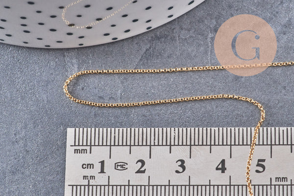 Chaine très fine Dorée rollo cuivre doré 16K 0.8mm, x1 Mètre (G1364)