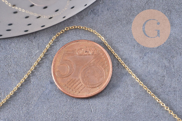 Chaine très fine laiton doré forçat 1.2mm 16K, x1 ou x5 Mètres (G0604)