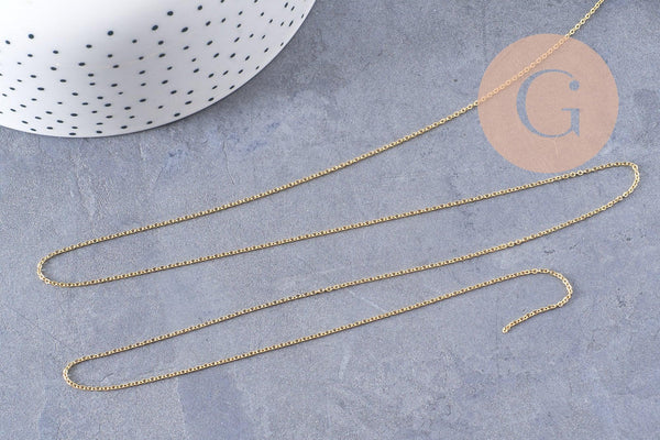 Chaine très fine laiton doré forçat 1.2mm 16K, x1 ou x5 Mètres (G0604)