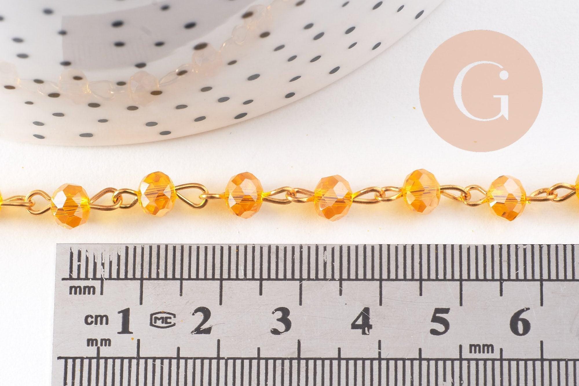 Chaines dorées perles crista l6x4mm, x1 (G6117)