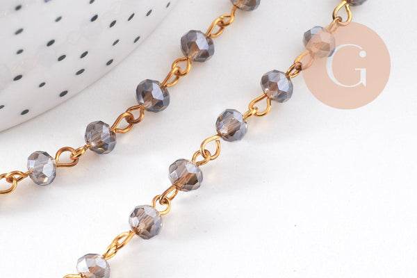 Chaines dorées perles crista l6x4mm, x1 (G6117)