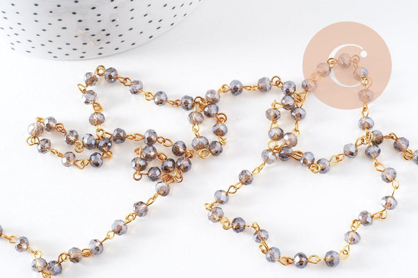 Chaines dorées perles crista l6x4mm, x1 (G6117)