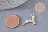 Charm Biche couleur platine 1.5mm, pendentif animal, x5 (G1729)