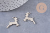 Charm Biche couleur platine 1.5mm, pendentif animal, x5 (G1729)