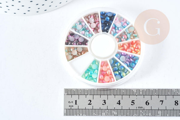 Charm à coller imitation Perle nacrée 4-5mm, x1 boite (G8492)