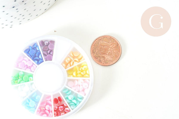 Charm à coller imitation perle demi sphère acrylique 4x2mm, x1 boite (G7732)