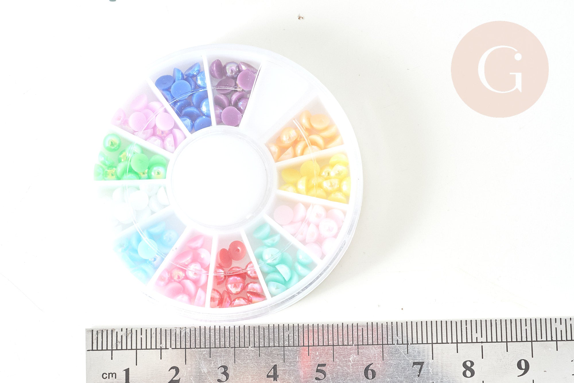 Charm à coller imitation perle demi sphère acrylique 4x2mm, x1 boite (G7732)
