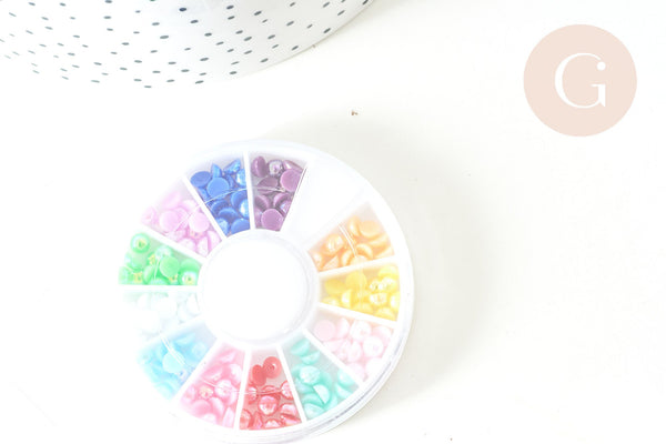 Charm à coller imitation perle demi sphère acrylique 4x2mm, x1 boite (G7732)