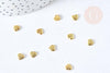 Charm à coller zamac doré coeur texturé .5mm,thème amour et amitié, fournitures à coller décors pierres et bijoux, x10 G8524