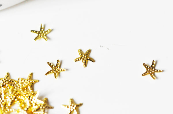 Charm à coller zamac doré étoile de mer,thème océan coquillage, fournitures à coller pour décorer pierres et bijoux,5x5mm, les 200 G4227
