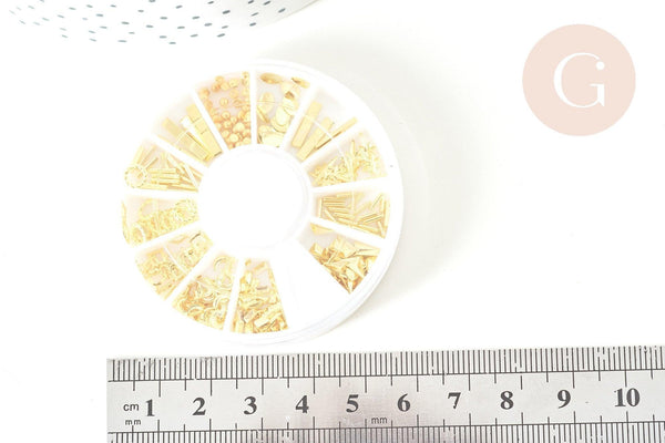 Charm à coller zamac doré lune étoiles 3-8mm, x1 boite de 200 (G7731)