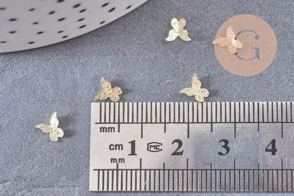 Charm à coller zamac doré papillon, fournitures à coller pour décorer pierres et bijoux,1g x1 G5654
