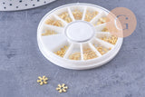 Charm à coller zamac doré soleil-lune- étoile-neige 4-5mm, x1 boite de 200 (G4012)