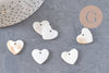 Charm coeur nacre blanche naturelle 19mm, x5 (G1069)