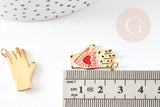 Charm main fatma coeur laiton doré 18k 24mm, x1 (G5962)