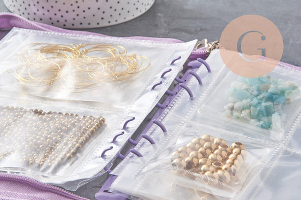 Classeur de rangement pour bijoux violet ou noir 25x19 cm, x1 (G10890)