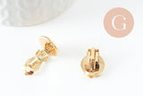 Clip boucle oreille support cabochon rond 12mm acier 304 inoxydable doré, x2 (G9724)