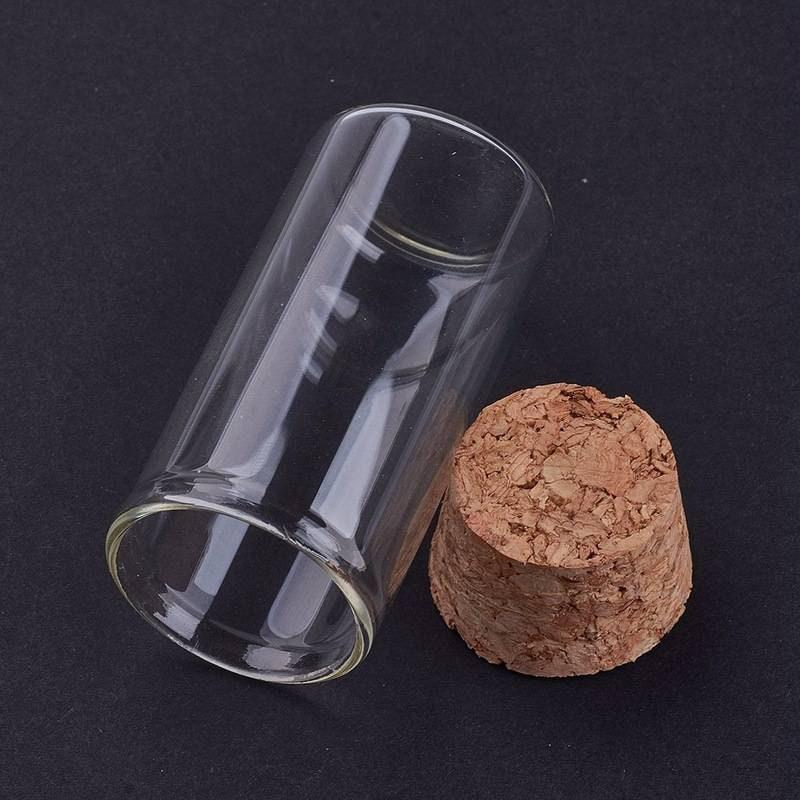 Cloche tube verre et bouchon en liège 30x60mm-G0207